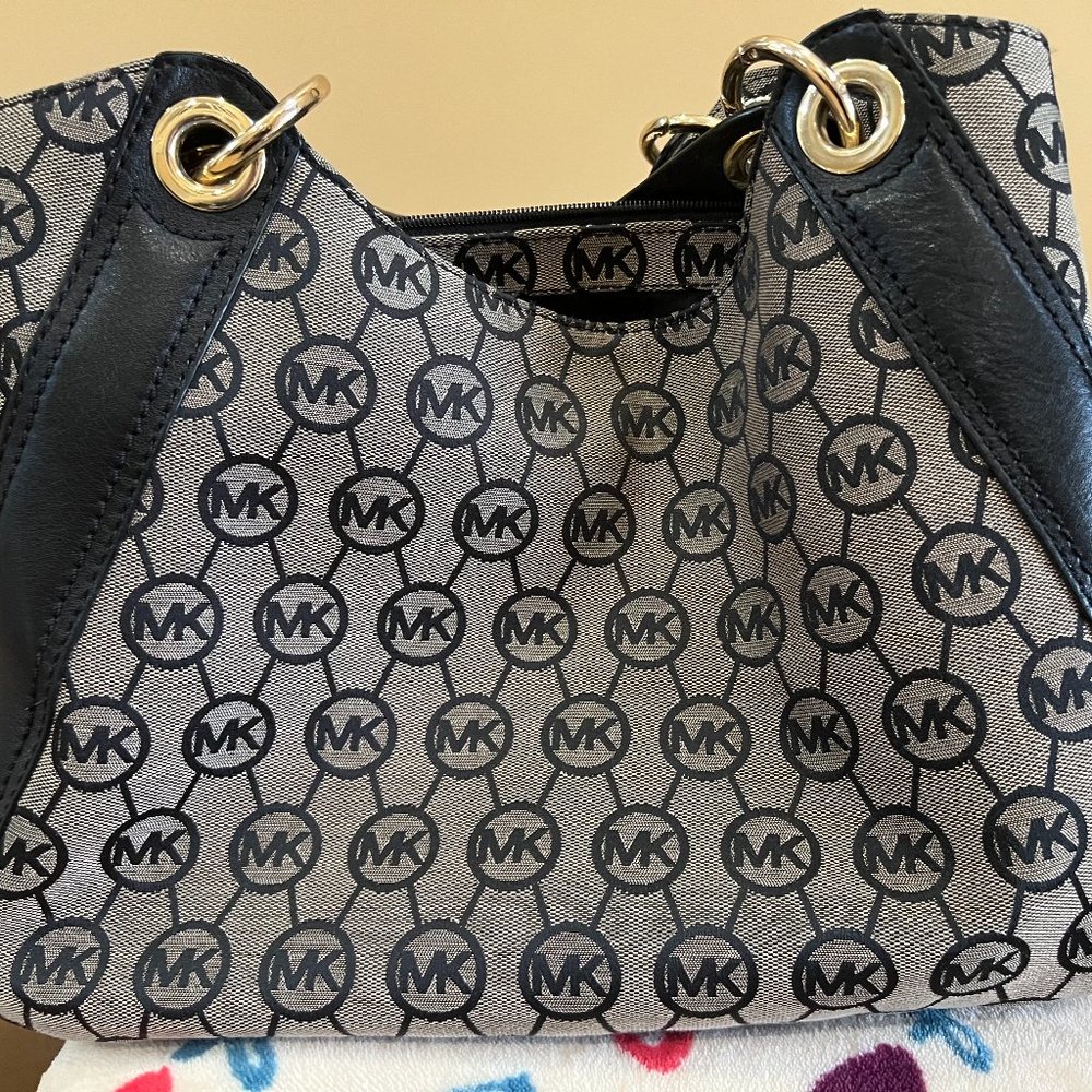 Michael Kors Signature Canvas and Leather Large Bucket Bag